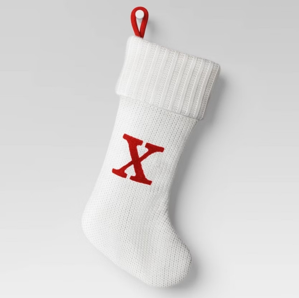 Knit Monogram Christmas Stocking White X - Wondershop